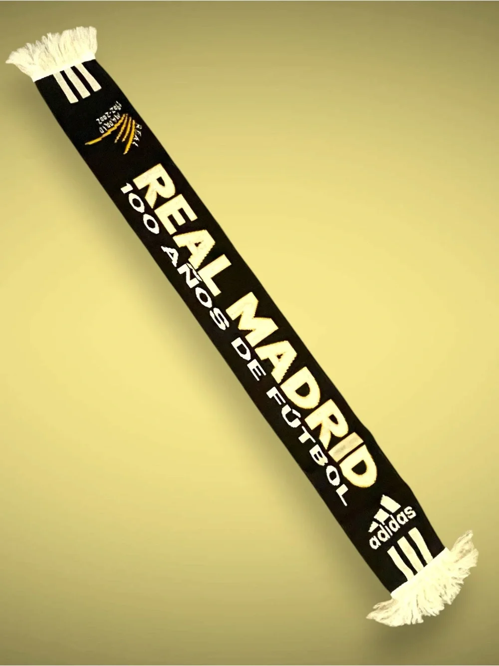 VTG Adidas Real Madrid Centenary Scarf 1902-2002 100 Años De Fútbol Knit Black